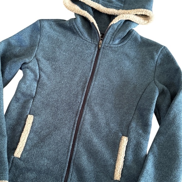 Kuhl Girls Apres Hooded Fleece Jacket Cozy Storm Blue Size L (12) - Picture 1 of 12
